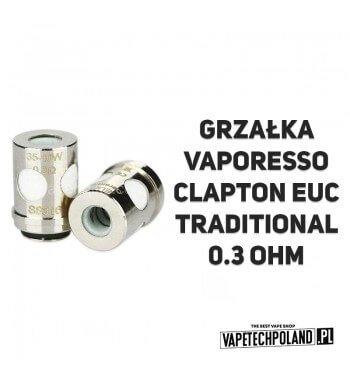 Grzałka - Vaporesso Clapton EUC Tradtional - 0.3ohm  Grzałka - Vaporesso Clapton EUC - 0.3ohm
Grzałka pasuję do następujących sp
