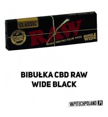 Bibułka RAW Single Wide Black  Klasyczne brązowe, niewybielane bibułki.
Ultra-cienkie, nierafinowane, wolno-spalające.
50 szt. w