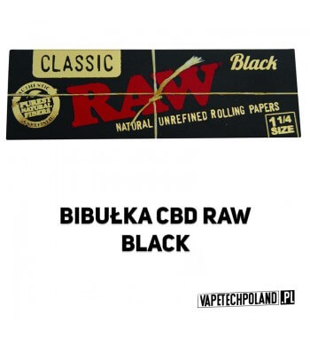 Bibułka RAW 1 1/4 Black  Bibułki RAW 1 1/4 Black to najcieńsze niebielone bibułki od RAW. Dzięki jej super cienkości jest prakty