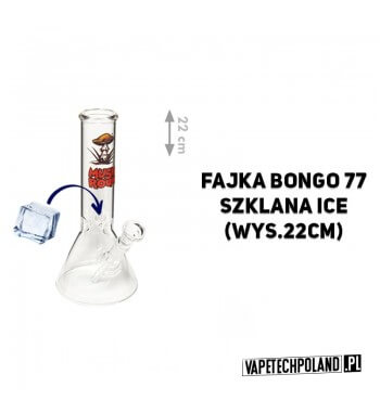 Fajka Bongo 77 Szklana Ice - 22cm  Fajka wodna typu bongo ze specjalnym zwężeniem tunelu bonga, które umożliwia wrzucenie kostki