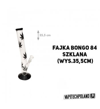 Fajka Bongo 84 Szklana - 35,5cm  Fajka wodna typu bongo, szklana, transparentna z czarnymi akcentami.Wysokość 35,5 cm. 2