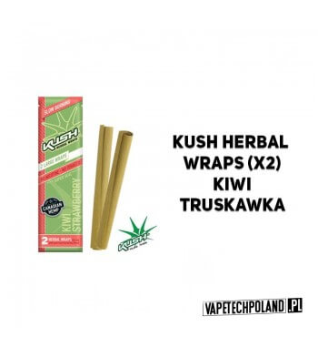 Kush Herbal Wraps x2 - Kiwi/Strawberry  Wolnopalące, aromatyzowane owijki papierosowe. Wykonane z kanadyjskich konopi.Zwinięte w
