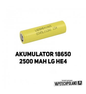 Akumulator LG HE4 18650 2500MAH (Yellow)  Akumulator LG HE4 18650 2500MAH (Yellow) 2