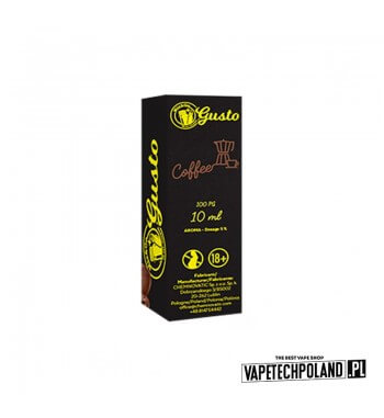 Aromat Gusto - Coffee 10ml  Aromat o smaku kawy.
 
Sugerowane dozowanie: 6%
Pojemność: 10ml 1