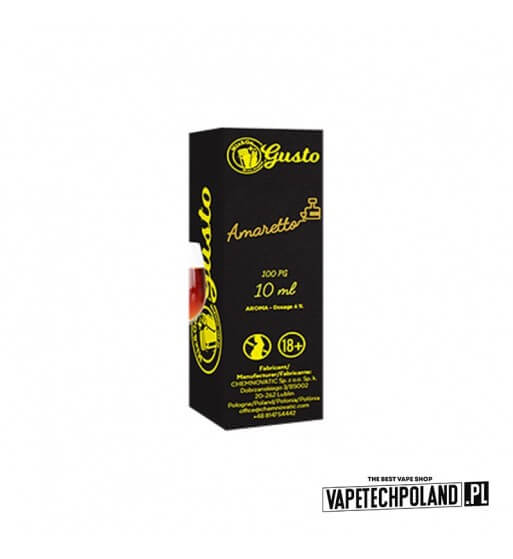 Aromat Gusto - Amaretto 10ml  Aromat o smaku amaretto.
 
Sugerowane dozowanie: 6%
Pojemność: 10ml 1