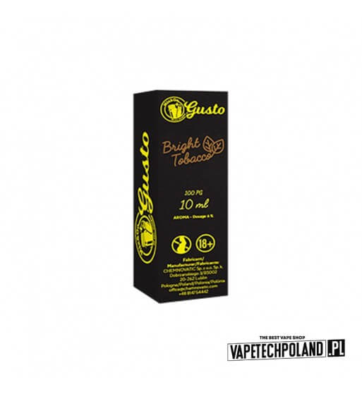 Aromat Gusto - Bright Tobacco 10ml  Aromat o smaku jasnego tytoniu.
 
Sugerowane dozowanie: 6%
Pojemność: 10ml 1
