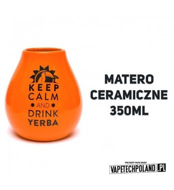 Matero Ceramico - Luka Orange 350ml  Ozdobiona logiem "mate green" ceramiczna tykwa stabilna i całkowicie szkliwiona. Pojemność 