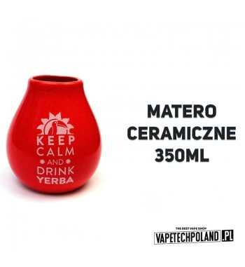 Matero Ceramico - Luka Red 350ml  Ozdobiona logiem "mate green" ceramiczna tykwa stabilna i całkowicie szkliwiona. Pojemność ok.