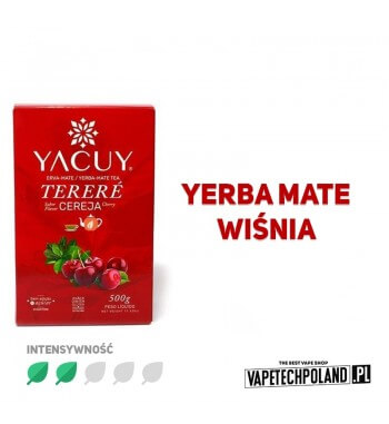 Yerba Mate Yacuy - Terere Cereja Cherry 500g  Opis Yerba Mate Terere Cherry:
Yerba Mate Yacuy Cherry jest pachnąca wiśniami komp