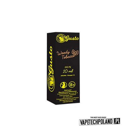 Aromat Gusto - Woody Tobacco 10ml  Aromat o smaku drzewnego tytoniu.
 
Sugerowane dozowanie: 6%
Pojemność: 10ml 1
