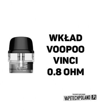 Wkład - Voopoo VINCI - 0.8ohm  Wymienny wkład do Voopoo VINCI POD.
Grzałka: 1.8ohm.
Pojemość: 2 ml. 2